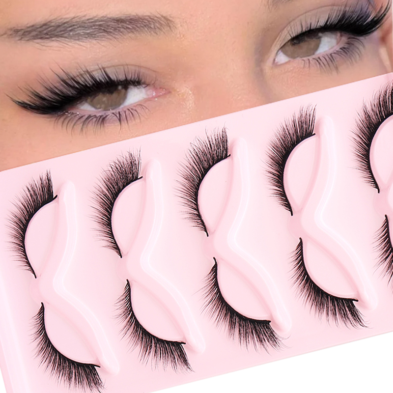 Eyelash Extension Cat Eye - 5 Pairs Fluffy False Eyealshes Fox