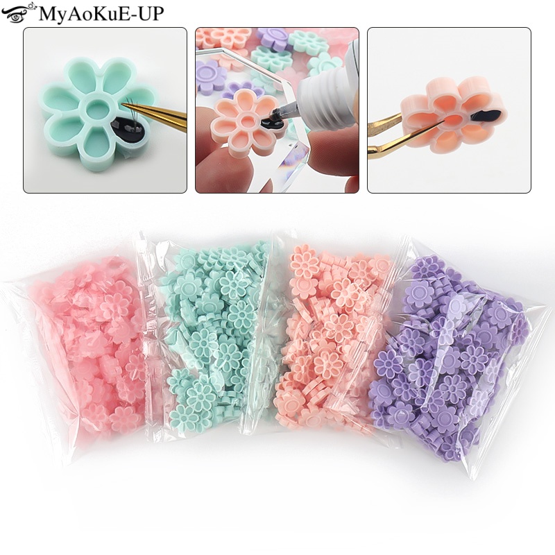 Eyelash Extension Maps - 100pcs Eyelash Extension Glue Holder Cup